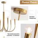 Modern Farmhouse Candlestick Chandelier Vintage 6 Light Gold Candle Chandelier Light Fixture Rustic Industrial Brushed Brass Dining Room Candle Pendant Hanging Lighting for Bedroom MPL26-6GDN, 25.19 inches