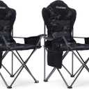 Aohanoi 2 Pack Camping Chairs for Heavy People,Outdoor Folding Camp Chairs for Adults with Cup Holder & Cooler Bag for Outside,Outdoor Lawn Chairs Supports Up to 400lbs