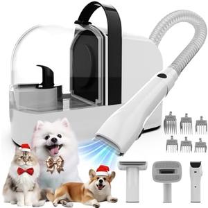 ubrobo Dog Grooming Vacuum, Dog Grooming Kit with Pet Clippers, 12, 000Pa Pet Hair Grooming Vacuum for Dogs, Vacuum Brush for Shedding Grooming, Low Noise Home Cleaning Tool in 1, PG10 Black