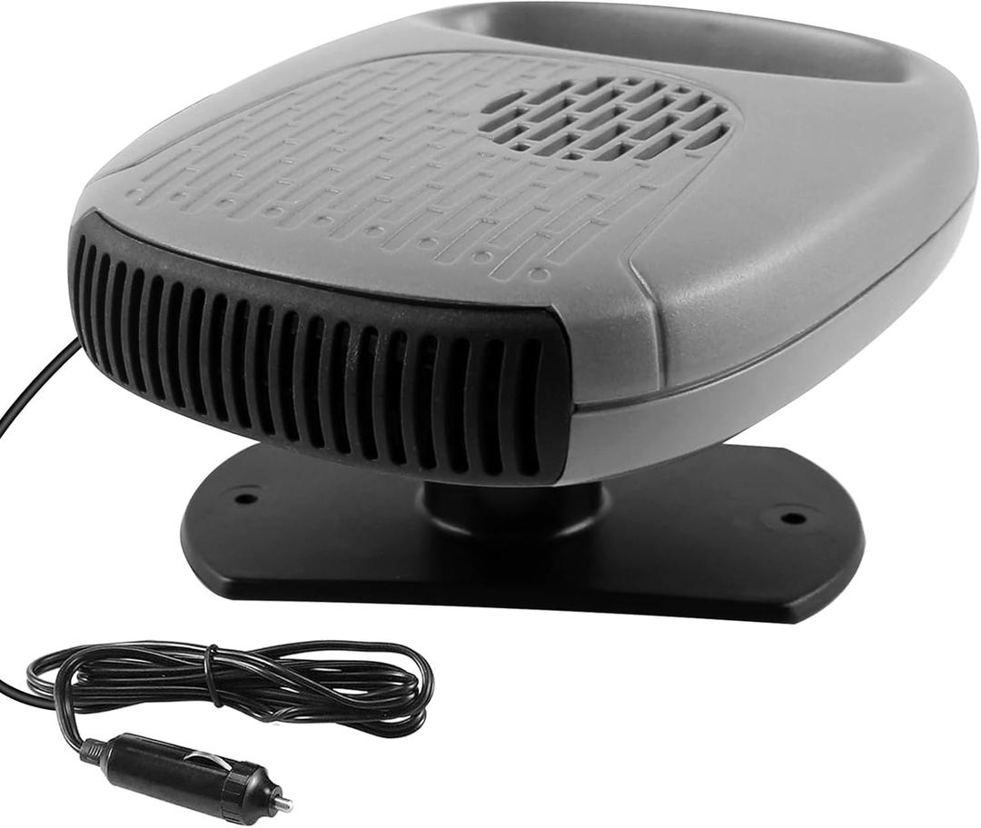 Car Heater, 12V Car Heater for Various Models Plug in Cigarette Lighter, 360 Degree Rotating Heating & Cooling, Windshield Defroster & Defogger, Grey