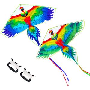57inch Parrot Kite with Long Tails Easy to Fly with Flying Lines