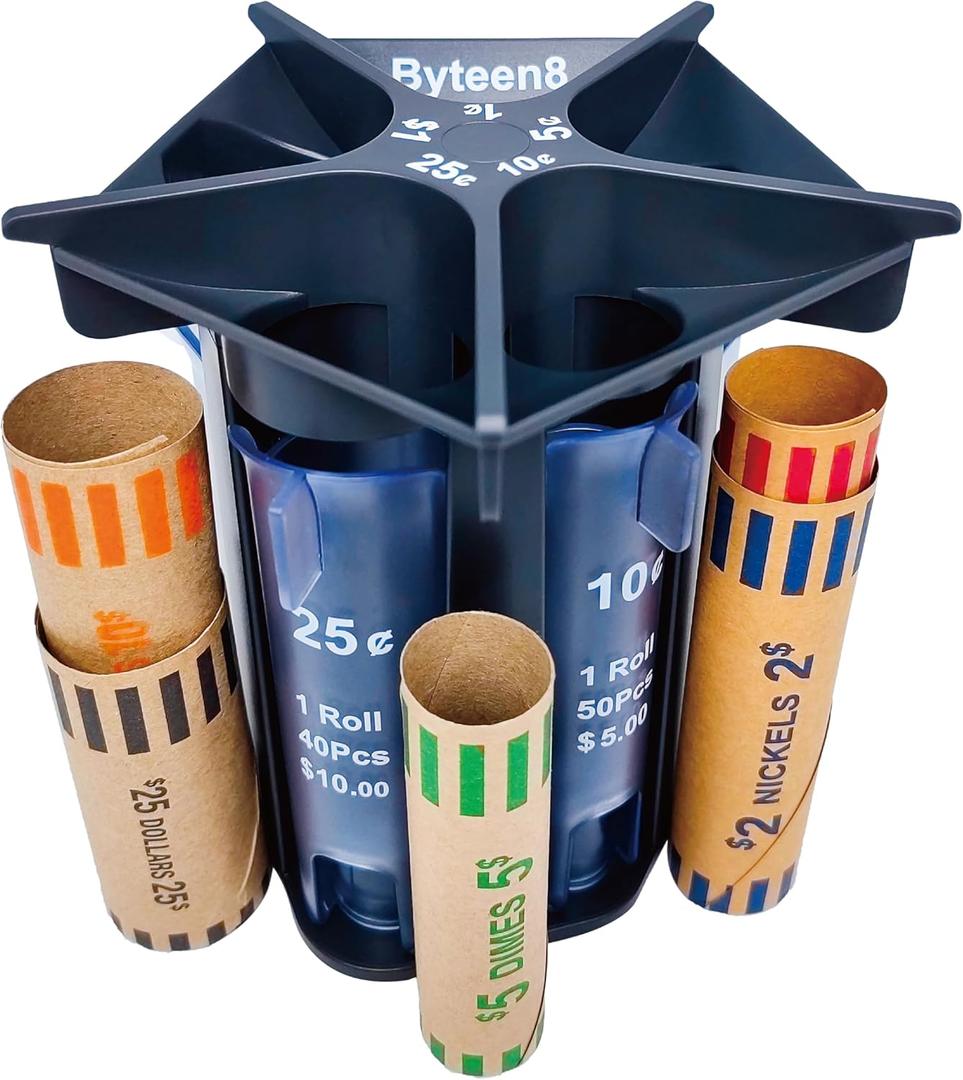 Coin Counter Coin Sorter TubeCreative 5-in-1 Change Sorter Coin OrganizerChange Counter Machine Coin RollerCoin Bank Holder Coin WrappersSuper Easy to Use & AccurateGreat Gift for Kids