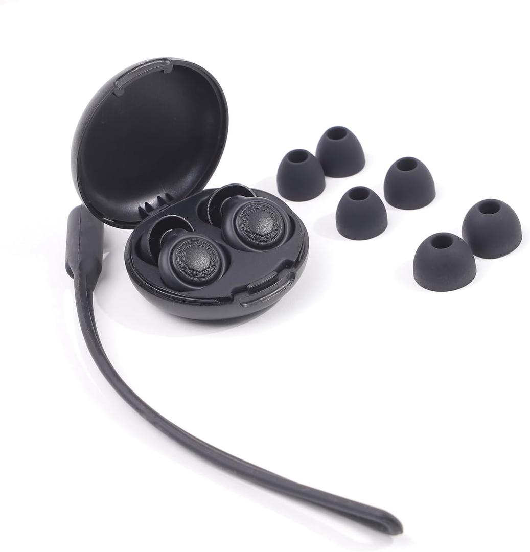 Noise Reduction Earplugs with Case and Lanyard, Reduction by 45dB, Improve Sleep Quality, Portable, Protect Hearing from Noises, Effective for Sensory Overload by ADHD and ASD (Black)