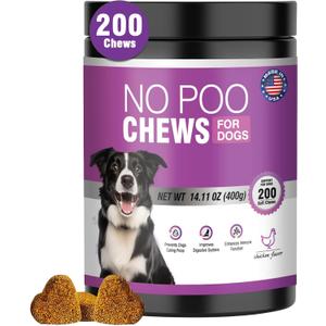 200 Chews No Poo Chews-No Poop Eating Deterrent for Dog-Coprophagia Deterrent for Dogs-Prevent Stop Dogs From Eating Poop Supplement with Digestive Enzymes&Probiotics-Breath Freshener-Chicken Flavor