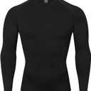 HYCOPROT Compression Shirts for Men Athletic Long Sleeve Base Layer Workout Rash Guard Shirt (Black, XXL)