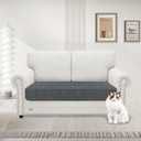 MAXIJIN Waterproof Couch Cushion Covers Stretch Sofa Seat Slipcovers WashableSectional Outdoor Cushion Covers with Elastic Bottom for Dogs Pets Kids (1 Pc Loveseat Cushion Cover, Light Gray)
