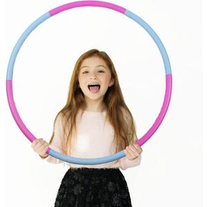 Beakabao Exercise Hoops Set for Kids(6 Parts), Weight and Size Adjustable Detachable Fitness Toys, Suitable for Gymnastics, Dance, Party, Games and Pet Training, 29 Inches (Blue+Pink)