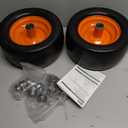 RONPOW 11x6.00-5 Flat Free Lawn Mower Tire and Wheel, 11x6x5 Solid Front Tires for Zero Turn Mower, 400Lbs Load, 3/4", 5/8" and 1/2" Bearings, 5.31"-7.71" Hub for Residential Commercial, 2Pack Orange