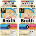 INABA Churu Broth for Cats, Creamy Broth with Shredded Chicken Side Dish Pouch, 1.4 Ounces per Pouch, 24 Pouches Total, Chicken & Seafood Variety