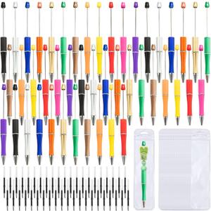 108 Pieces DIY Beadable Pen Bulk Kit 36PCS Ballpoint Pens with Refills & Bags Beaded Pens for DIY Crafting (Beads Not Included) Beads Pens, Pen Making Kit, Teacher Accessories