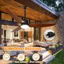 Depuley Outdoor Ceiling Fan with Light: 52 Inch Gazebo Fan Outdoor Hanging - Plug in Fan for Patio Waterproof - Dimmable Fans with Lights Remote App Control - Walnut