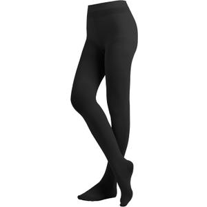 EMEM Apparel Women's Solid Colored Opaque Microfiber Footed Tights (Black)