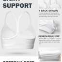 Buauty Y Back Sports Bra for Women, Low Impact Padded Racerback Spaghetti Strap Bras, Womens Workout Yoga Gym Tops (White, M)
