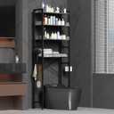 Over The Toilet Storage 4-Tier, Freestanding Bathroom Organizer Shelf with Adjustable Basket and Shelves, 67" Tall Space-Saving Toilet Rack for Bathroom, Restroom, Laundry