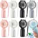 Glooglitter 8 Pcs Mini Portable Fans Bulk Handheld Battery Operated Fan with Lanyard, Cooling Lightweight Pocket Personal Fans for Wedding Birthday Summer Outdoor Use (White Black Gray Pink)