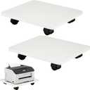 2 Pcs Under Desk Printer Stand with 4 Caster Wheels, White Movable Printer, White Rolling Plant Rack Tray, Multiple Places Such As Living Room, Bedroom to Place Scanners, Fax Machines