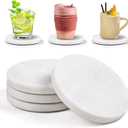 White Marble Coasters with Bling Particles, Set of 4 - Natural Marble Stone Drink Coaster with Protective Silicone Feet, 4 inch Diameter, 0.4 inch Thick - Heat-Resistant Coasters for Coffee Table