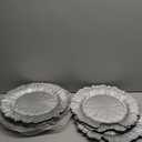 MAONAME Silver Charger Plates Set of 12, Reef Plate Chargers for Dinner Plate, Plastic Decorative Plates for Table Setting, Thanksgiving, Christmas