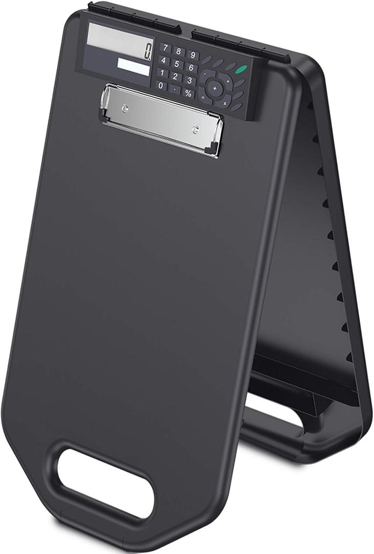 Calculator Storage Clipboard with Handle, Plastic Compartment Hold 200 Letter Sized Paper, Heavy Duty Sturdier Smooth Writing Portable Paperwork Office Classorm Supply for Coache, Contractor