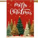 Christmas Trees House Flag 28x40 Double Sided Merry Christmas Garden Flags for Outside, Welcome New Year Winter Yard Outdoor Flag Holiday Decorations