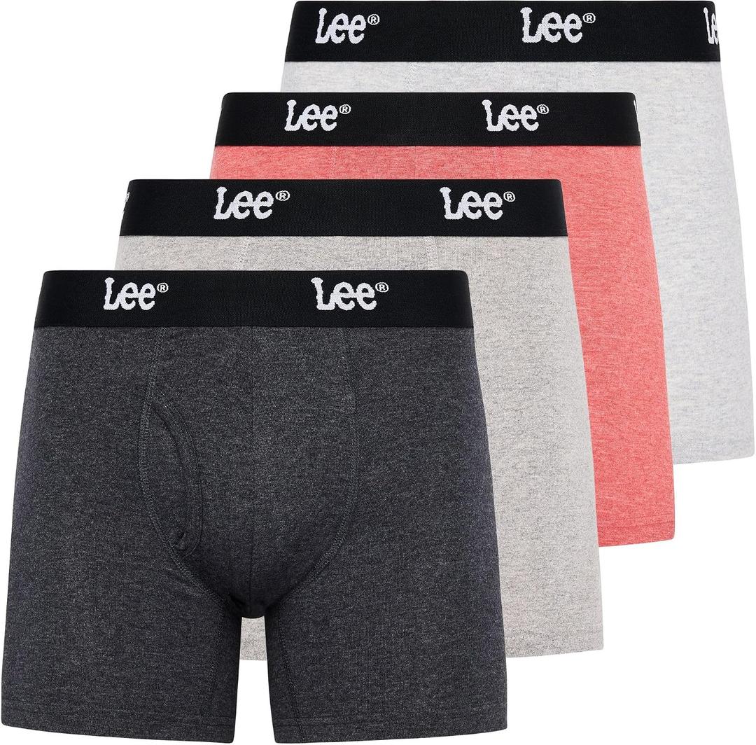 Lee Mens Underwear 4 Pack Boxers for Men Cotton Stretch Boxer Briefs (Gray, L)