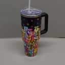 40 oz Cactus Tumbler With Handle and Straw Lid - Steel Insulated Travel Coffee Cup - Cactus Lover Gift