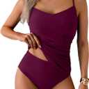 Eomenie Tankini Swimsuits for Women Two Piece Tummy Control Bathing Suit Slimming Modest Swimwear with High Waisted Bottom (Large, Red)
