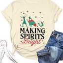 Making Spirits Bright Shirts Women Christmas Shirt Christmas Party Tops Xmas Gift Tees Holiday Season Clothes Size S