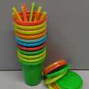 The First Years Take & Toss Straw Cups - Spill-Proof Kids Cups with Snap-On Lids and Straws - Portable and Dishwasher Safe Party Pack - Rainbow - 10 Oz - 20 Count - Ages 18 Months and Up