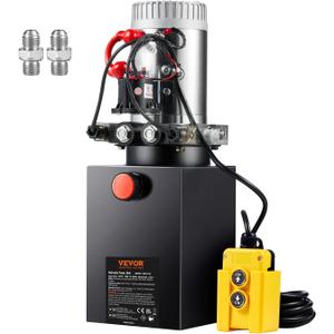 VEVOR 6 Quart Power Unit Double Acting, 3200 PSI Max Relief Pressure, DC 12V Hydraulic Pump for Dump Trailer Car Lifting