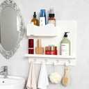 Floating Shelves for Bedside Shelf Accessories Organizer, Wall Mount Self Stick On, Cute Room Decor Aesthetic, Girls Room Decor, Cool Stuff for Bedroom Storage and Organization White, 9.5 x 1.7 x 9 inches
