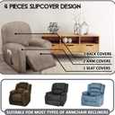 ULTICOR 4-Piece, 1 Seat Recliner Cover, Velvet Stretch Reclining Chair Covers for 1 Cushion Reclining Sofa, Single Seat Recliner Couch Cover, Thick, Very Soft, Machine Washable (Taupe)
