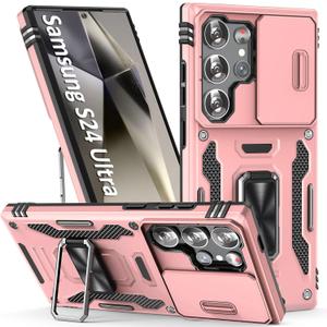 SEFING Case for S24 Ultra Case S24 Ultra Phone Case with KickStand Ring, with Camera Cover, fit Magnetic Car Mount, for Samsung Galaxy S24 Ultra (Rose gold)