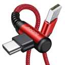 AINOPE USB Type C Cable 3.1A Fast Charger (2-Pack, 10ft+10ft) Right Angle USB A to USB C Cable, Resistant Nylon Braided USB C Charger Cable (Red)