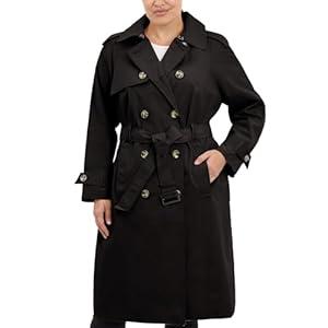 LONDON FOG womens Doublebreasted 3/4 Length Belted Trenchcoat, Black, Small US