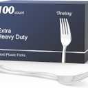 100 Count Heavy Duty Silver Plastic Forks Disposable, BPA-Free, Heat Resistant, Solid and Durable Premium Plastic Disposable Forks for Party Supply