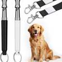 Dog Whistle, 2 Pack Dog Training Whistle with Lanyard, Adjustable Ultrasonic Silent Dog Recall Whistles, Professional Dog Whistle to Stop Barking Neighbors Dog (Black and White)