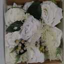 Ling's Moment White Flowers Artificial, Ivory Fake Flowers and Greenery Combo for DIY Wedding Bridal Bouquet, Corsage, Boutonniere, Centerpieces, Floral Arrangement Decor, etc.