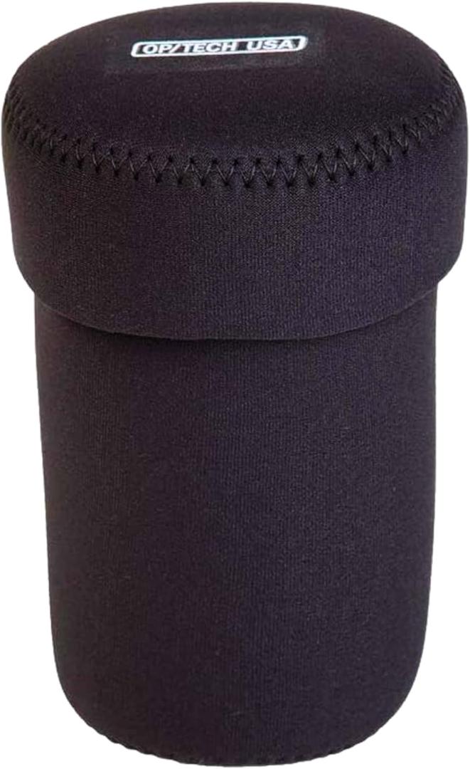 OP/TECH USA Fold-Over Neoprene Lens Pouch  Camera Lens Case for safe Lens Cover storage, Great for Photography & outdoor shoot, Keeps your Lens secure with No-Lose Lid-356 (Black) - Made in USA