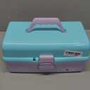 12-inch Three-Layer Multipurpose Storage Box Organizer Folding Tool Box/Art & Crafts Case/Sewing Supplies Organizer/Medicine Box/Family First Aid Box with 2 Trays (Purple Blue)