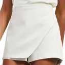 Floerns Women's Casual Mid Waist Skorts Wrap Front Business Casual Outfit Skirt Shorts (Large, White)