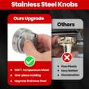 Stainless Steel WB03X24818 Gas Stove Knobs Replacement for GE Range Stove, Compatible with GE JGB6, JGB7, JGB8, JGBS Series, Replace AP5989029, PS11729081, 5 Pack (Not Universal)