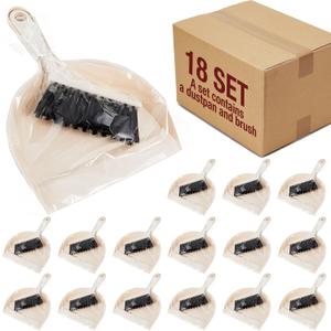 Sliner 18 Pack Mini Dustpan and Brush Set Beige Plastic Dust Pans with Brush Small Broom and Dustpan Set Mini Broom Dust Pan for Home Office Kitchen Table Desktop Floor Cleaning Supplies