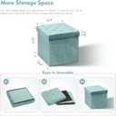 B FSOBEIIALEO Storage Ottoman Cube Velvet Tufted Folding Ottomans Footstool Rest Seat with Removable Lid (Teal, Medium)