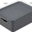 Bringer 6-Pack Plastic Storage Baskets Bins with Lid, Lidded Storage Organizer Baskets, Gray
