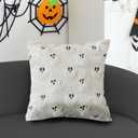 Halloween Pillow Covers 18x18 inch Set of 2 White Ghost Throw Pillow Cases Soft Plush Faux Fur Wool Couch Cushion Case for Chair Sofa Bedroom Living Room Home Decor