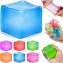 2 x Jumbo Squishy Cube, Slow Rising Stress Relief Squeeze Cube Fidget Toy, 6cm | Ice Cube Stress Balls for Adults & Kids, Stress Cube Filled with Thick Substance, Sensory Toys for Anxiety Relief