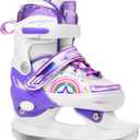 Adjustable Ice Skates for Kids Girls Ages 3-12, 4 Size Ice Skating Shoes, Girls Ice Skates with Blades for Outdoor and Rink, for Beginner Toddler (Sizes 9C-6Y)