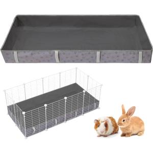 Funfurry Waterproof Guinea Pig Cage Liner, Washable Tarp Bottom Base, Cage Liners for Small Animals, Hamster, Chinchilla, Hedgehog, Ferret, Rabbit. (Dark Grey-Paw, 24" X 48")