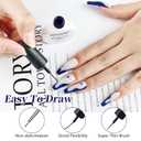 3 x JODSONE Dark Blue Swirl Nail Art Liner Gel Polish,10ml Classic Color 3D Nail Art Pens Effect Nail Print Design with Thin Brush for French Tips Manicure Painting DIY at Home - LB10